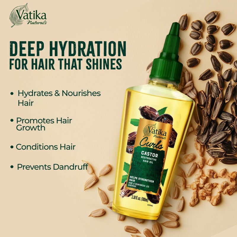Vatika Naturals زيت الشعر من فاتيكا ناتشورالز للتموجات، 100 مل، زيت شعر للتموجات، يمنع تقصف الأطراف، يعزز نمو الشعر، يغذي ويرطب الشعر ويعالج قشرة الرأس، زيت بذور الخروع - Image 3