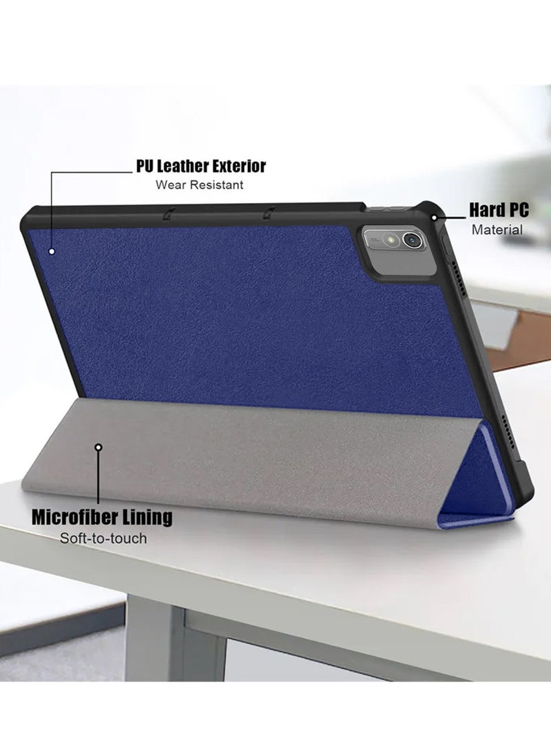 Wtech Smart Flip Leather Texture Back Case Cover For Lenovo Tab P11 Generation 2 4G 2022 Navy Blue - Image 5