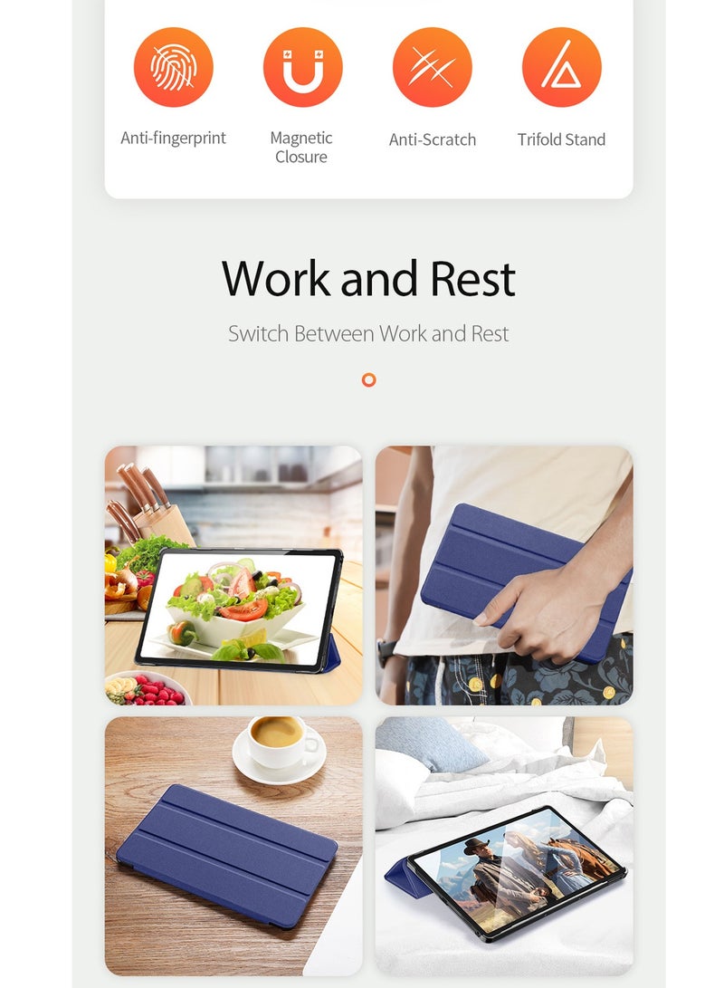 Wtech Smart Flip Leather Texture Back Case Cover For Lenovo Tab P11 Generation 2 4G 2022 Navy Blue - Image 2