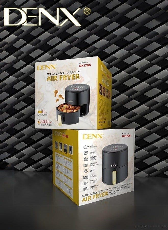 دينكس مقلاة هوائية صحية بدون زيت للقلي/الشواء/الخبز/التحميص سعة 4 لتر قوة 2400 واط - لون أسود - Image 4