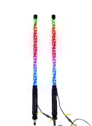1 Pair 150 cm Long 360° Spiral Whip Lights Multicolor and Modes RGB LED Lights Side By Side With Wireless Remote and App Control Chasing Lighted Aluminum Antenna Whips for UTV ATV Truck - pzsku/Z6B737B714EA9D152DB4EZ/45/_/1736592522/260f2878-58b2-4f55-8a09-40685ff39553