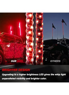 fashionhome 1 Pair 150 cm Long 360° Spiral Whip Lights Multicolor and Modes RGB LED Lights Side By Side With Wireless Remote and App Control Chasing Lighted Aluminum Antenna Whips for UTV ATV Truck  - Image 3