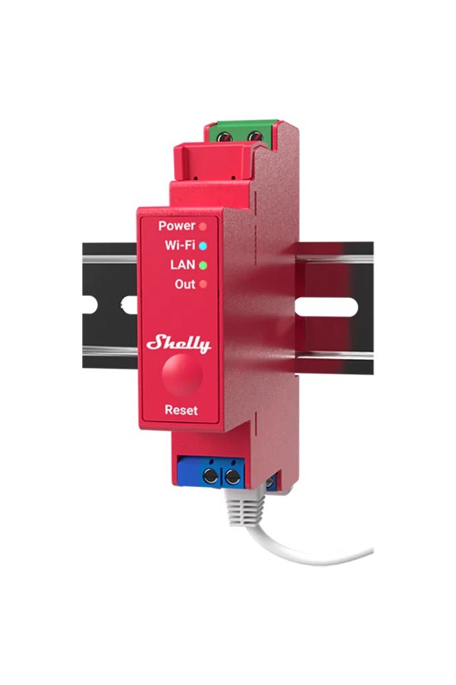 Shelly مفتاح ريلاي ذكي شيللي برو 1PM على سكة DIN، قناة واحدة 16A مع قياس الطاقة، تحكم عبر التطبيق والصوت، جدولة متقدمة وأتمتة