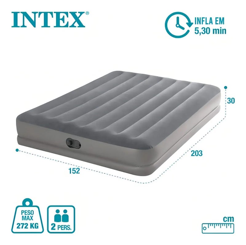 Intex 64114E Dura-Beam Standard Prestige Air Mattress: Fiber-Tech â€“ Queen Size â€“ Built-in USB Electric Pump â€“ 12in Bed Height â€“ 600lb Weight Capacity - Image 5