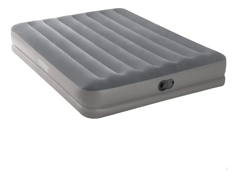Intex 64114E Dura-Beam Standard Prestige Air Mattress: Fiber-Tech â€“ Queen Size â€“ Built-in USB Electric Pump â€“ 12in Bed Height â€“ 600lb Weight Capacity - Image 1