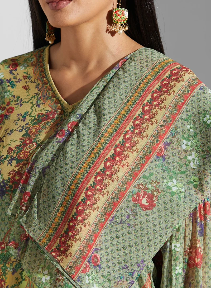Aarke by Ritu Kumar Printed Kurti & Pants Set With Dupatta