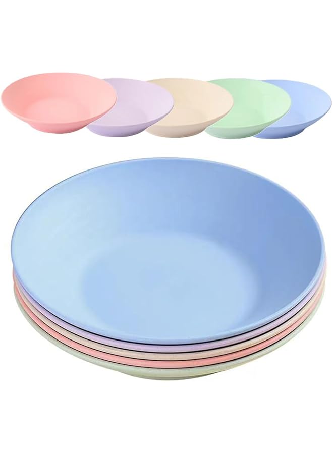 KASTWAVE Wheat Straw Plates, Lightweight Reusable Unbreakable Dinner Plates, Pa Free And Healthy For Kitchen Camping Picnic Adult, For Microwave And Dishwasher, 5 Colors 9.2Inch - Image 1