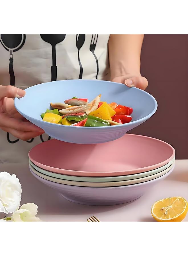 KASTWAVE Wheat Straw Plates, Lightweight Reusable Unbreakable Dinner Plates, Pa Free And Healthy For Kitchen Camping Picnic Adult, For Microwave And Dishwasher, 5 Colors 9.2Inch - Image 2