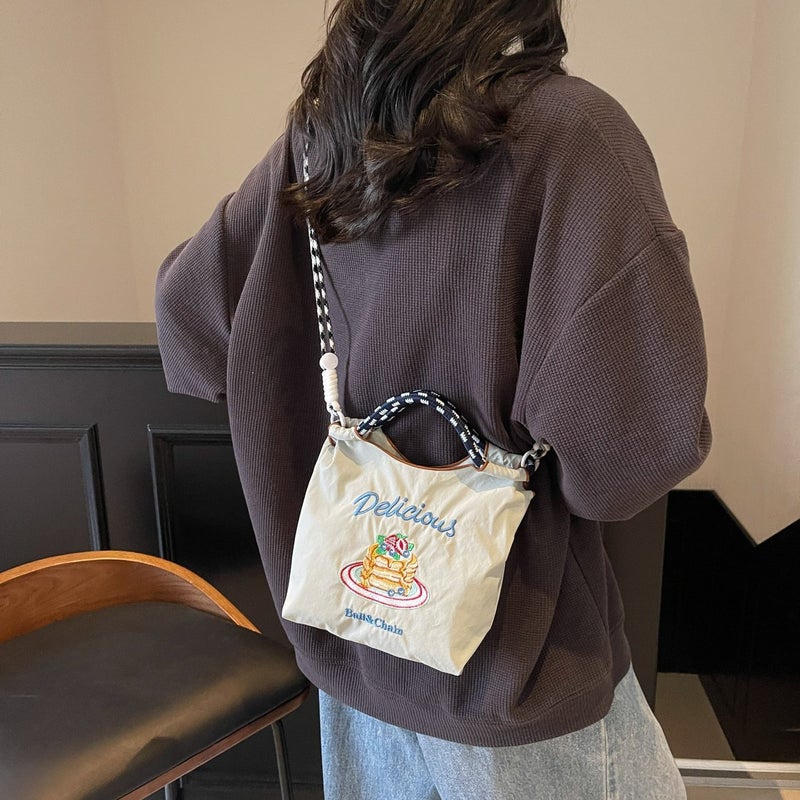 Embroidered Mini Phone Bag with Ballchain - Small Square Shoulder Bag for Women - Image 3