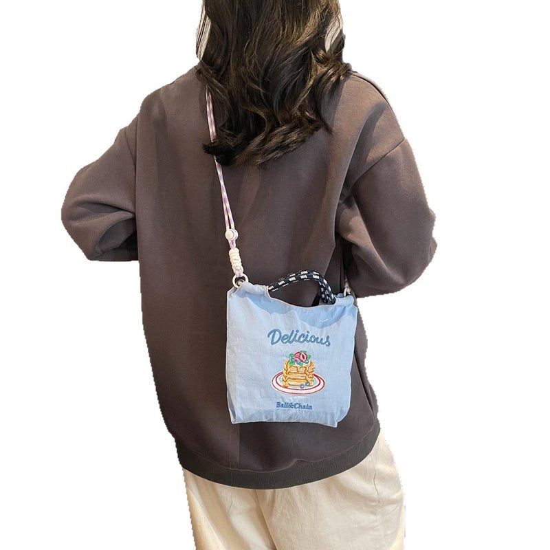 Embroidered Mini Phone Bag with Ballchain - Small Square Shoulder Bag for Women - Image 5