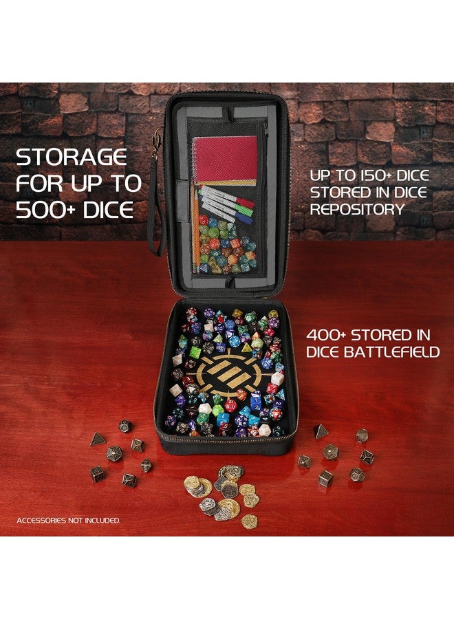 ENHANCE حافظة نرد ENHANCE للطاولة ومجموعة رمي النرد - حامل نرد وتخزين لما يصل إلى 500 نرد RPG بتصميم واقي متين، داخل ناعم، وأكياس تنظيم (سعة 500 نرد) - Image 4
