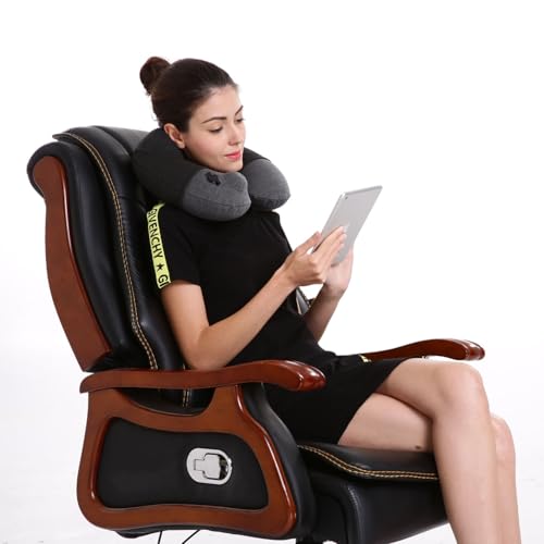 Keemall Inflatable Travel Neck Pillow, Airplane Neck Pillow for Long Flight Sleeping,Soft 100% Cotton Travel Pillow for Plane Head Rest, Portable Traveling Essentials - Image 2