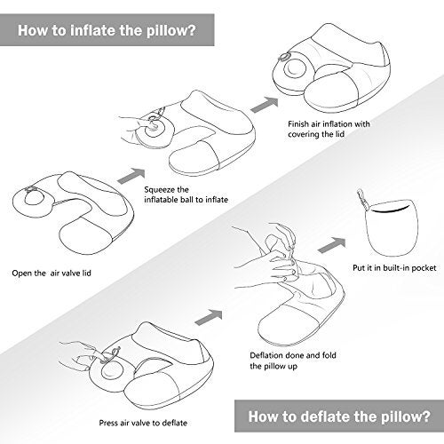 Keemall Inflatable Travel Neck Pillow, Airplane Neck Pillow for Long Flight Sleeping,Soft 100% Cotton Travel Pillow for Plane Head Rest, Portable Traveling Essentials - Image 5