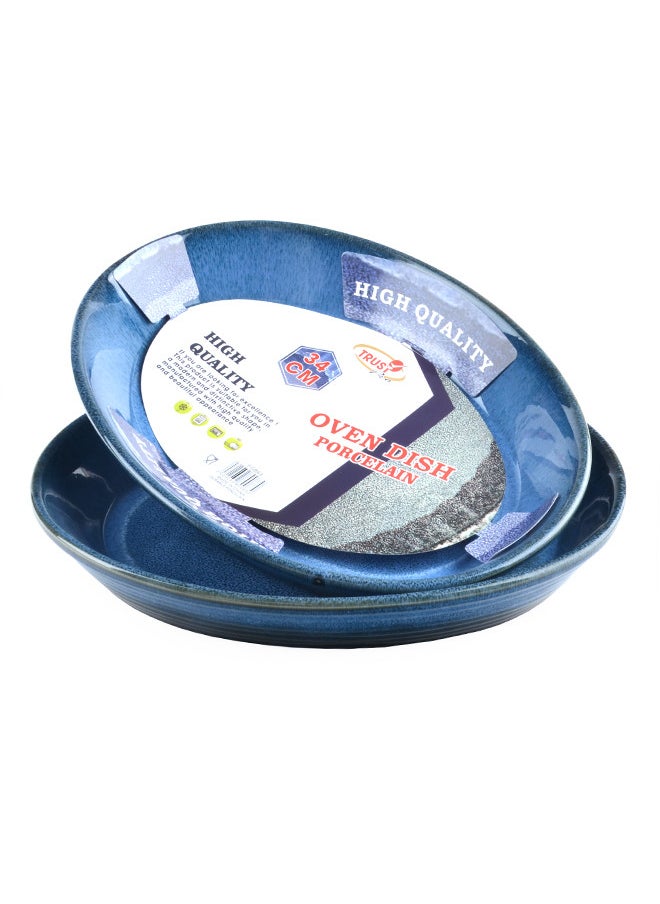 Trust 2-Piece Oval Porcelain Baking Dish 34CM Blue  - Image 2