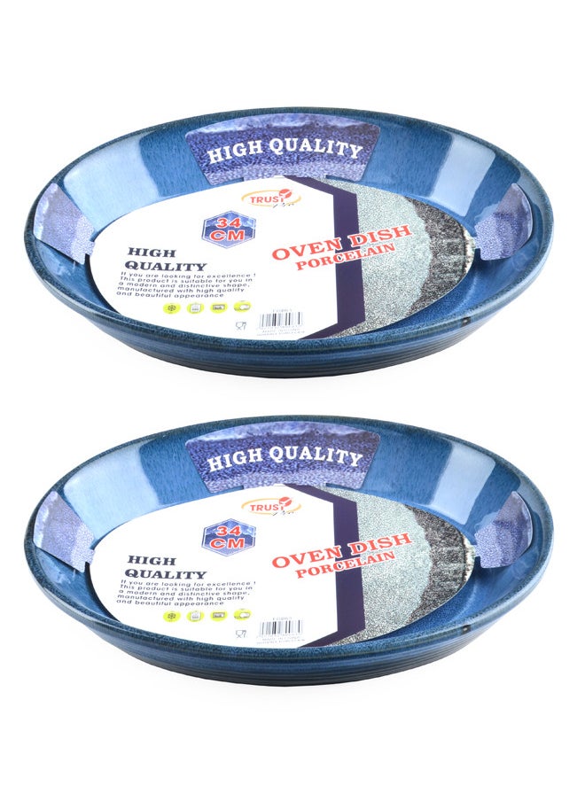 Trust 2-Piece Oval Porcelain Baking Dish 34CM Blue  - Image 1