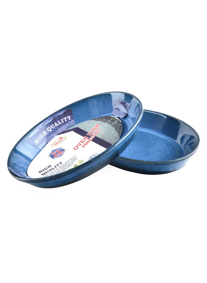Trust 2-Piece Oval Porcelain Baking Dish 34CM Blue  - Image 3