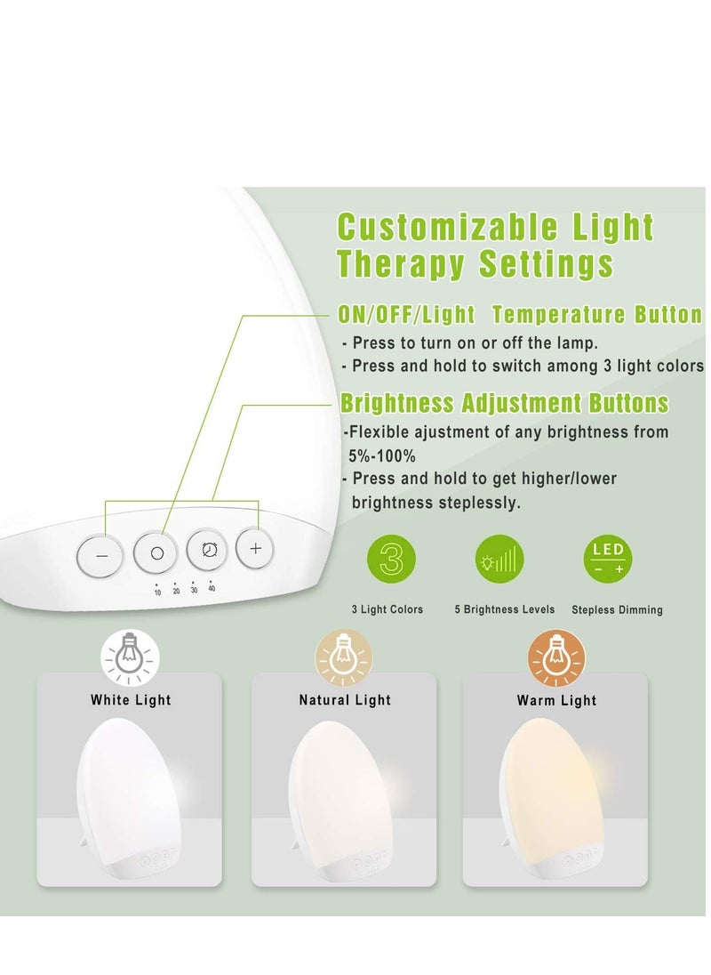 SYOSI - Light Therapy Lamp 10000 Lux Light 4 Timer & Mode Happy Lamp White/Natural/Warm Lighting 5 Adjustable Brightness Levels Memory Function for a Life - Image 1