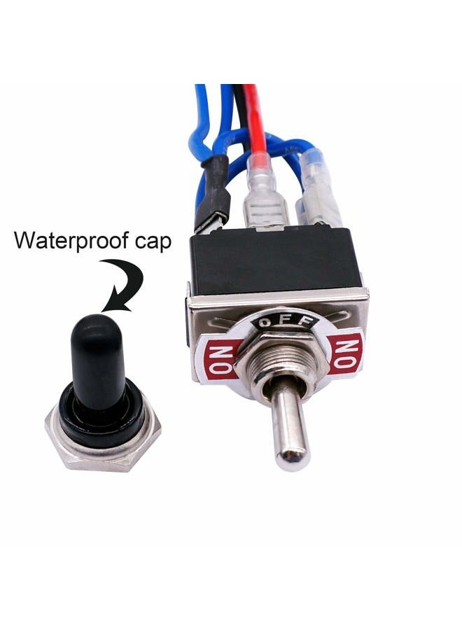 TWTADE Waterproof Momentary Reverse Polarity Switch 12V 10 Amps DC Motor Control 6 Pin 3 Position (ON)/Off/(ON) Metal DPDT Toggle Switch with Waterproof Boot Cap and 21mm Terminal Wires E-TEN-223-DMX - Image 3