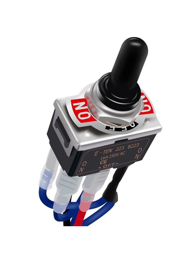 TWTADE Waterproof Momentary Reverse Polarity Switch 12V 10 Amps DC Motor Control 6 Pin 3 Position (ON)/Off/(ON) Metal DPDT Toggle Switch with Waterproof Boot Cap and 21mm Terminal Wires E-TEN-223-DMX - Image 1