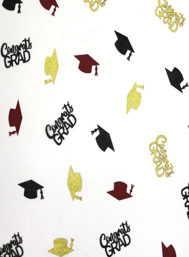 Blopee 200PC Maroon and Gold Graduation Confetti Class of 2026 Glitter Congrats Grad Confetti for Table Grad Cap Scatters for Burgundy and Gold Graduation Party decorations 2026 - Image 2