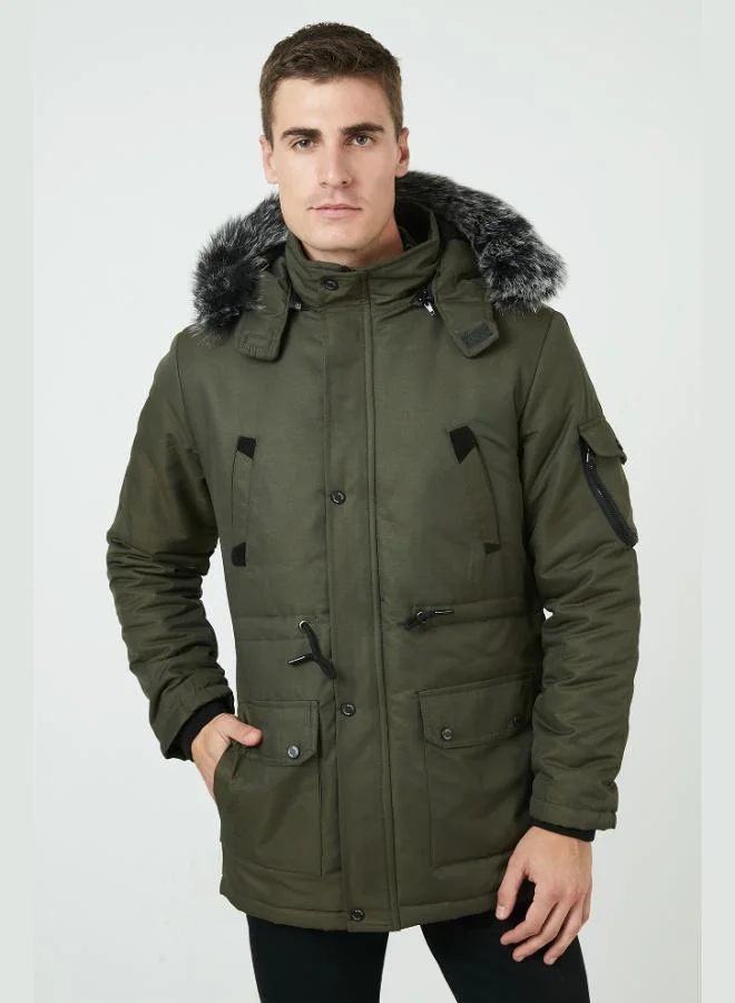 Buratti  Buratti Collar Furry Detachable Hooded Coat Men's COAT 571717 for Men | Best Price UAE