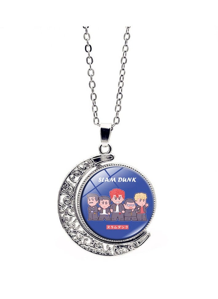 KUYING New Slam Dunk Double Sided Rotating Moon Pendant Necklace 