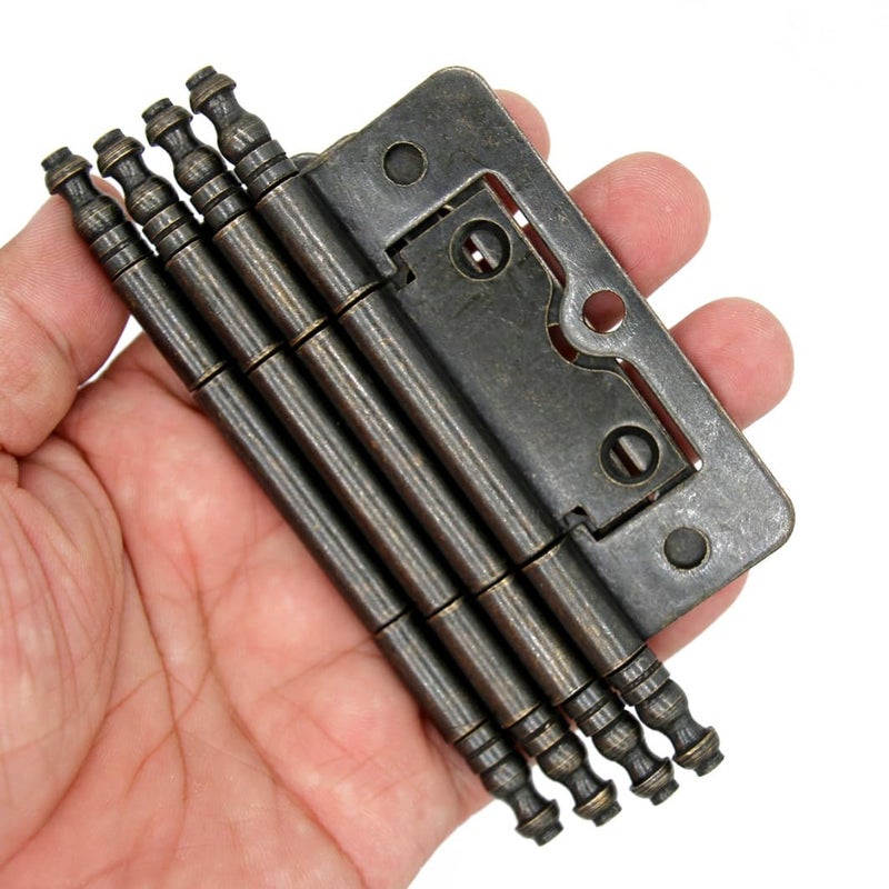 4 PCs Antique Bronze Flap Hinges with Lengthened Axis Vintage Style Hinges for Door Wooden Chest Cabinet Plate Length of 3 76 mm Large Size