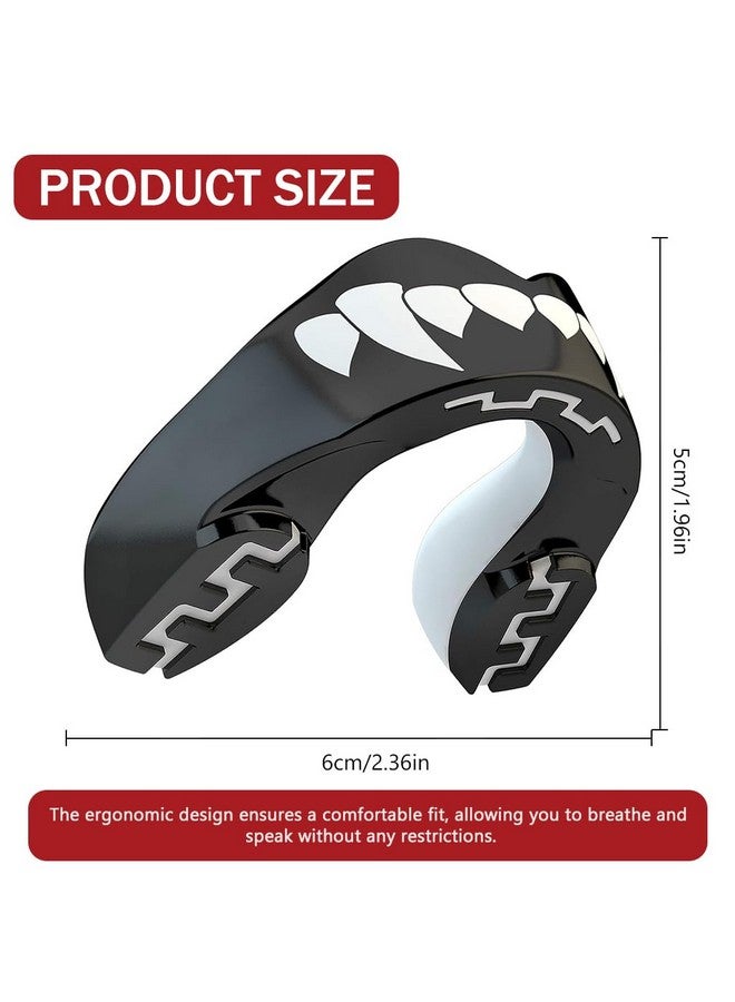 Proberos حارس الفم بروبيروس®، حراس فم احترافيين للطباعة، حارس فم للملاكمة، حارس فم رياضي للملاكمة، MMA، الكاراتيه، التايكوندو، كرة القدم، كرة السلة، الهوكي، جيو جيتسو، (للبالغين 12+ سنة، أسود فنجز) - Image 2