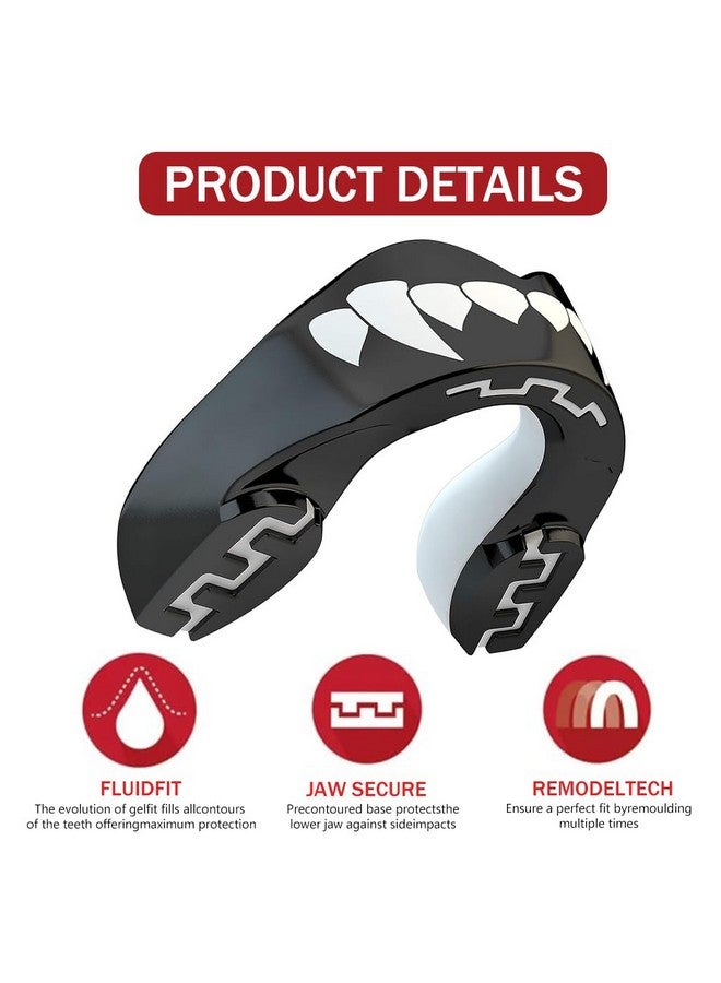 Proberos حارس الفم بروبيروس®، حراس فم احترافيين للطباعة، حارس فم للملاكمة، حارس فم رياضي للملاكمة، MMA، الكاراتيه، التايكوندو، كرة القدم، كرة السلة، الهوكي، جيو جيتسو، (للبالغين 12+ سنة، أسود فنجز) - Image 3