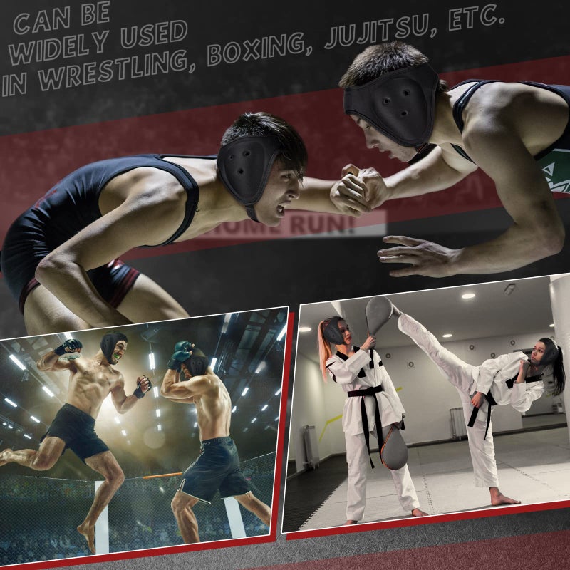 Jerify 2 Pcs Wrestling Headgear for Kids Youth Soft Grappling Headgear Wrestling Adjustable Ear Guard Protective(Black) - Image 5