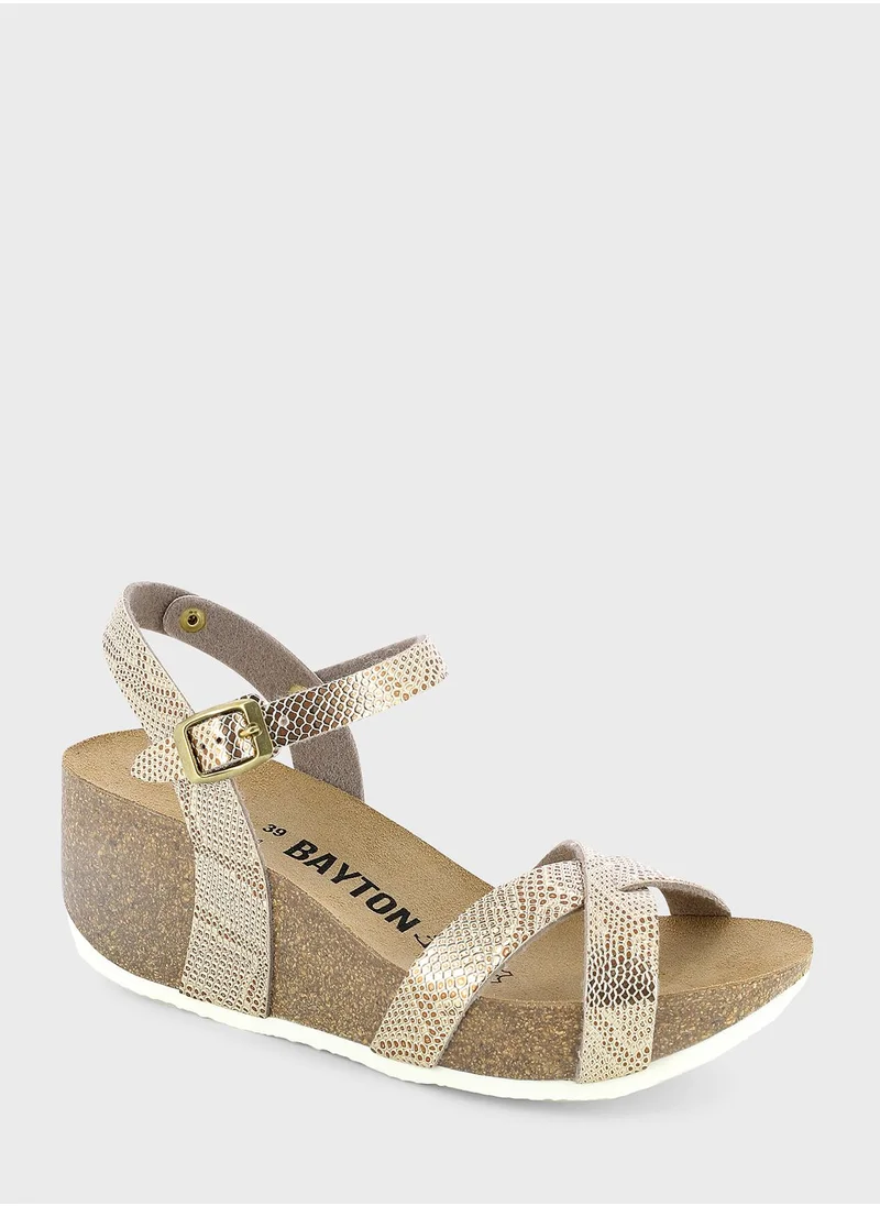 BAYTON Venus Strappy Mid Heel Wedges
