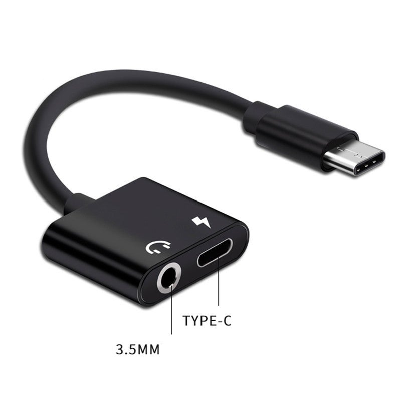 كابل محول صوت USB من النوع C إلى 3.5 ملم، 2 في 1، محول سماعة رأس ستيريو مع ميكروفون، محول AUX، محول شحن، متوافق مع Google Pixel 2/2 XL/ Huawei/ HTC U11/ MacBook Pro وغيرها (أسود) - Image 2