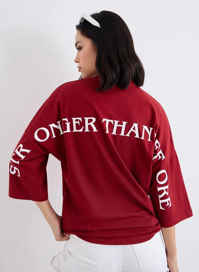 Styli Styli Slogan Print Oversized T-Shirt