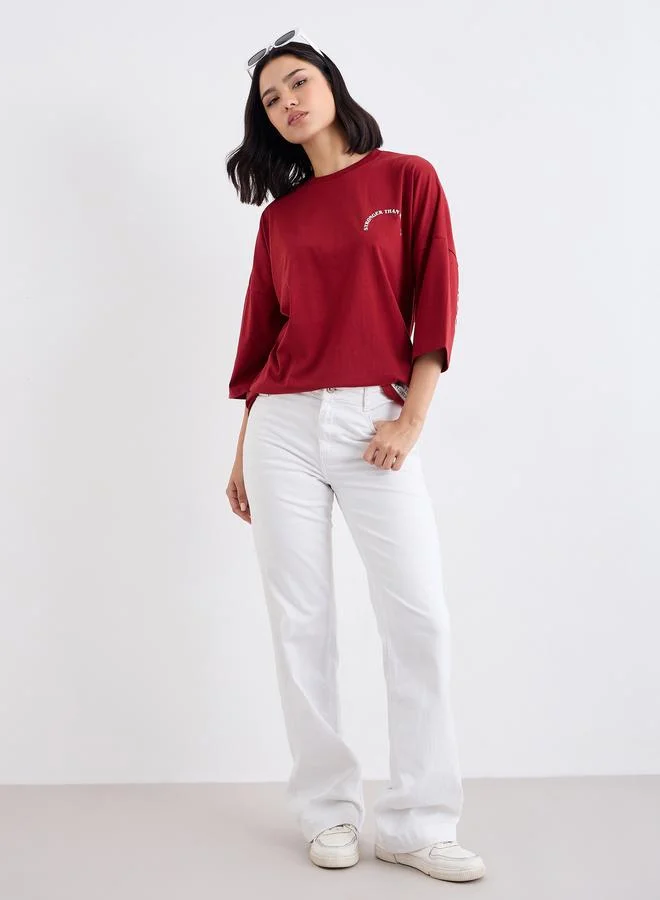 Styli Styli Slogan Print Oversized T-Shirt