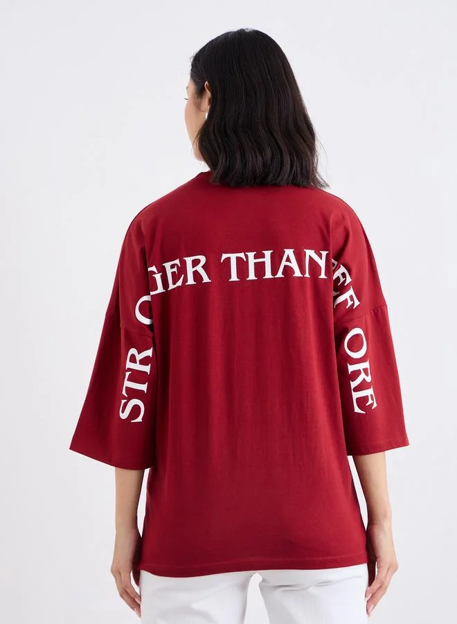 Styli Styli Slogan Print Oversized T-Shirt