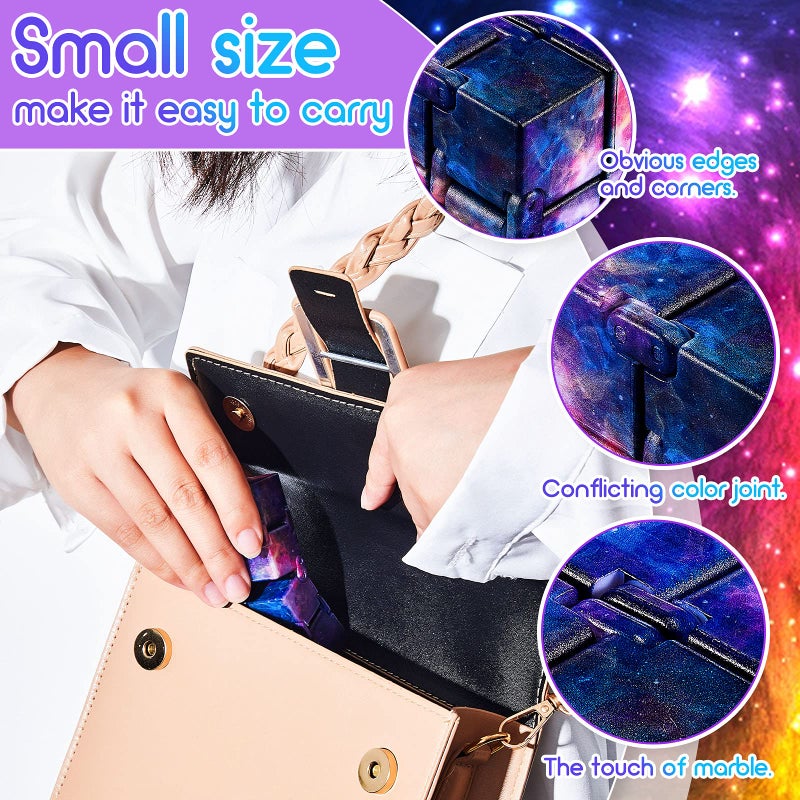 Skylety Cube Anxiety Relief Toy Hand Held Magic Sensory Stress Cube Toy for Adults Relieve Stress Christmas Party Favors(4 Pcs,Galaxy) - Image 5