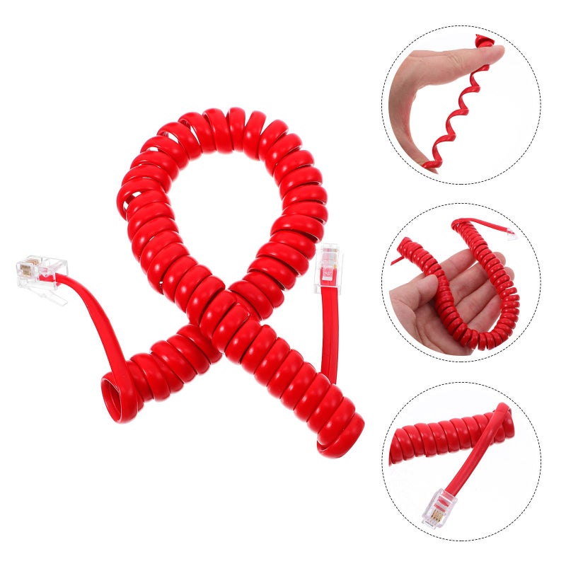 Red Spiral Telephone Cord 2 Pack Compatible with Corded Desk Phones for Home Office - Image 5