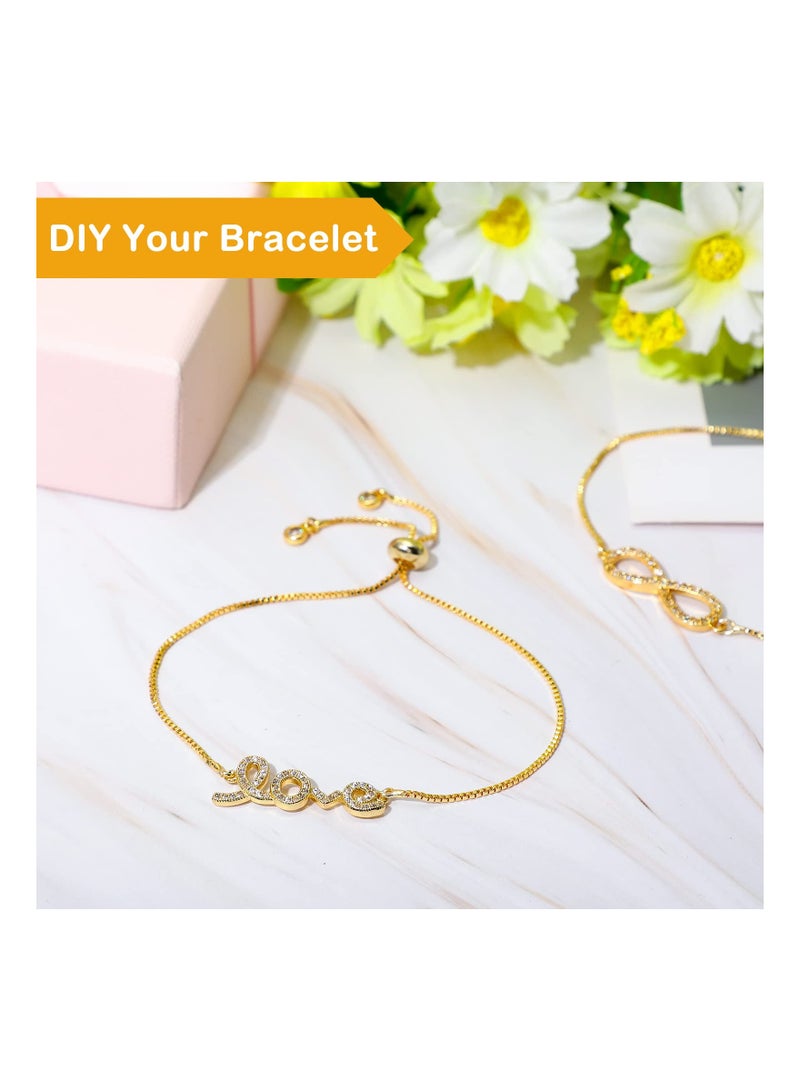 SYOSI 10 Pieces Adjustable Slider Bracelet, Adjustable Bracelet Chain Extender Chains with Rhinestones Ends for Woman Girl Jewelry Making DIY and Bracelet Jewelry Making - Image 5