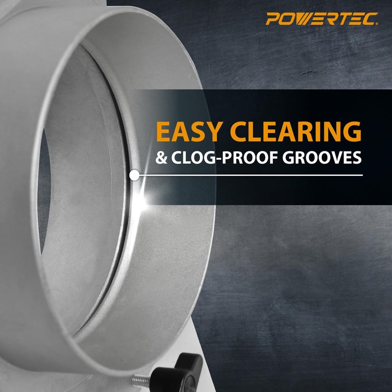 POWERTEC 6 inch Aluminum Blast Gate w/Anti Clog and Air Leak Seal for Dust Collector, Dust Collection Fittings, Dust Collection Hose, Shop Vac, Hose Clamps, 1PK (70396) - Image 3