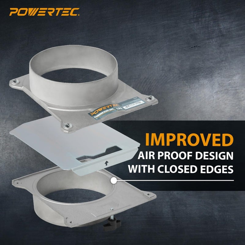 POWERTEC 6 inch Aluminum Blast Gate w/Anti Clog and Air Leak Seal for Dust Collector, Dust Collection Fittings, Dust Collection Hose, Shop Vac, Hose Clamps, 1PK (70396) - Image 5