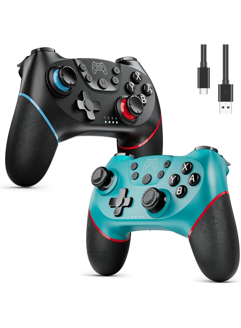 KISSUN 2-Pack Wireless Pro Controllers for Nintendo Switch/Lite/OLED, Hall Effect Joysticks, Motion Control, Vibration, Turbo & Wake-Up Function - Image 1