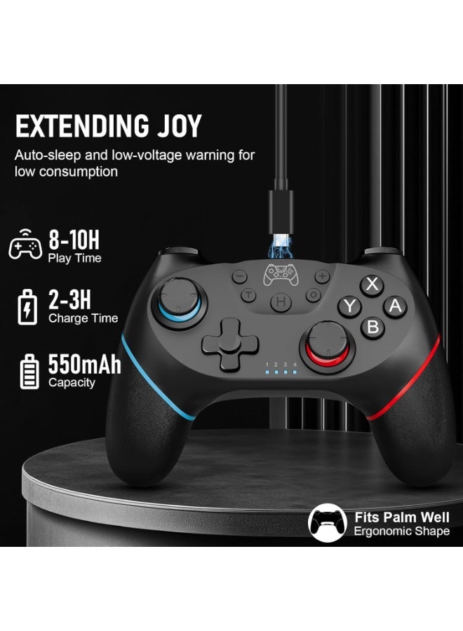 KISSUN 2-Pack Wireless Pro Controllers for Nintendo Switch/Lite/OLED, Hall Effect Joysticks, Motion Control, Vibration, Turbo & Wake-Up Function - Image 4