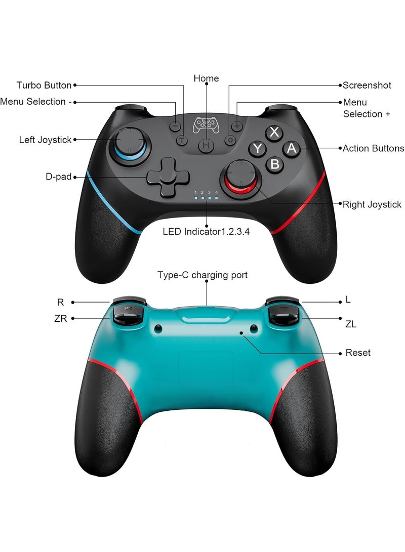 KISSUN 2-Pack Wireless Pro Controllers for Nintendo Switch/Lite/OLED, Hall Effect Joysticks, Motion Control, Vibration, Turbo & Wake-Up Function - Image 5