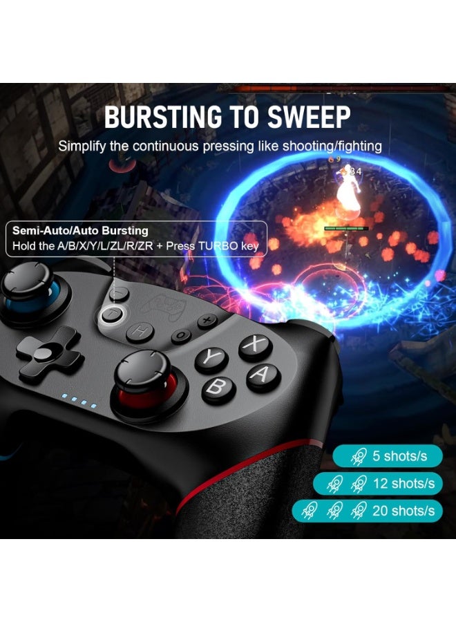 KISSUN 2-Pack Wireless Pro Controllers for Nintendo Switch/Lite/OLED, Hall Effect Joysticks, Motion Control, Vibration, Turbo & Wake-Up Function - Image 2