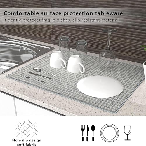 TASMAX Dish Drying Mat - Absorbent Mat for Kitchen Utensils - Large - Random Color - 50 * 38 - Image 5