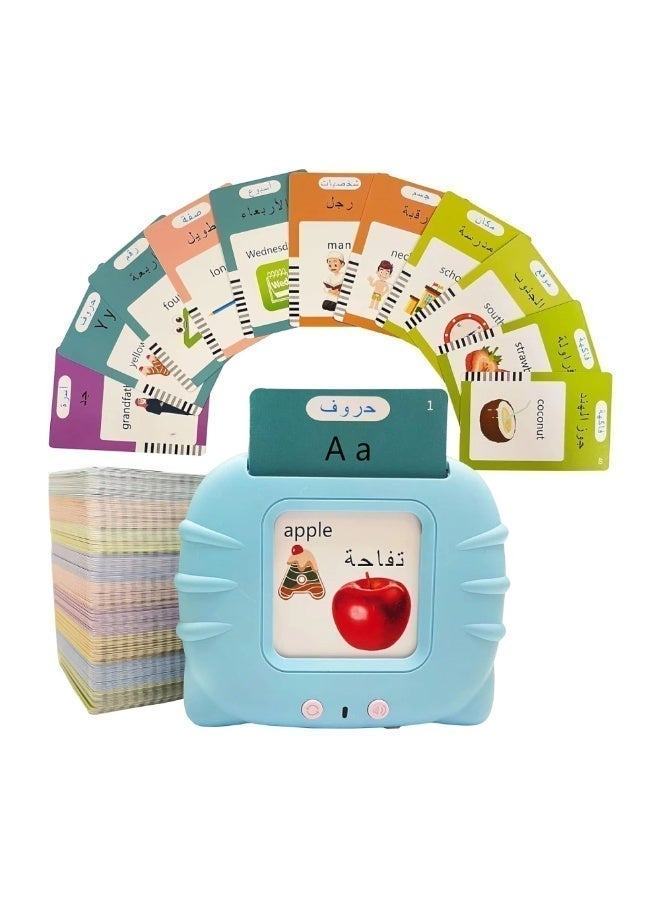 إليتري بطاقات تعليمية ثنائية اللغة (عربي وإنجليزي) – 112 بطاقة مزدوجة الوجه (224 كلمة) بتقسيم 15 فئة لتطوير اللغة والكلام عند الأطفال الصغار - Image 1