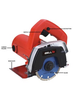 iBELL IBELL Marble Cutter MC10-30, 1050W, Copper Armature, 13800 RPM, Wheel dia 110 mm, Cutting Depth 34mm (Red)  - Image 2