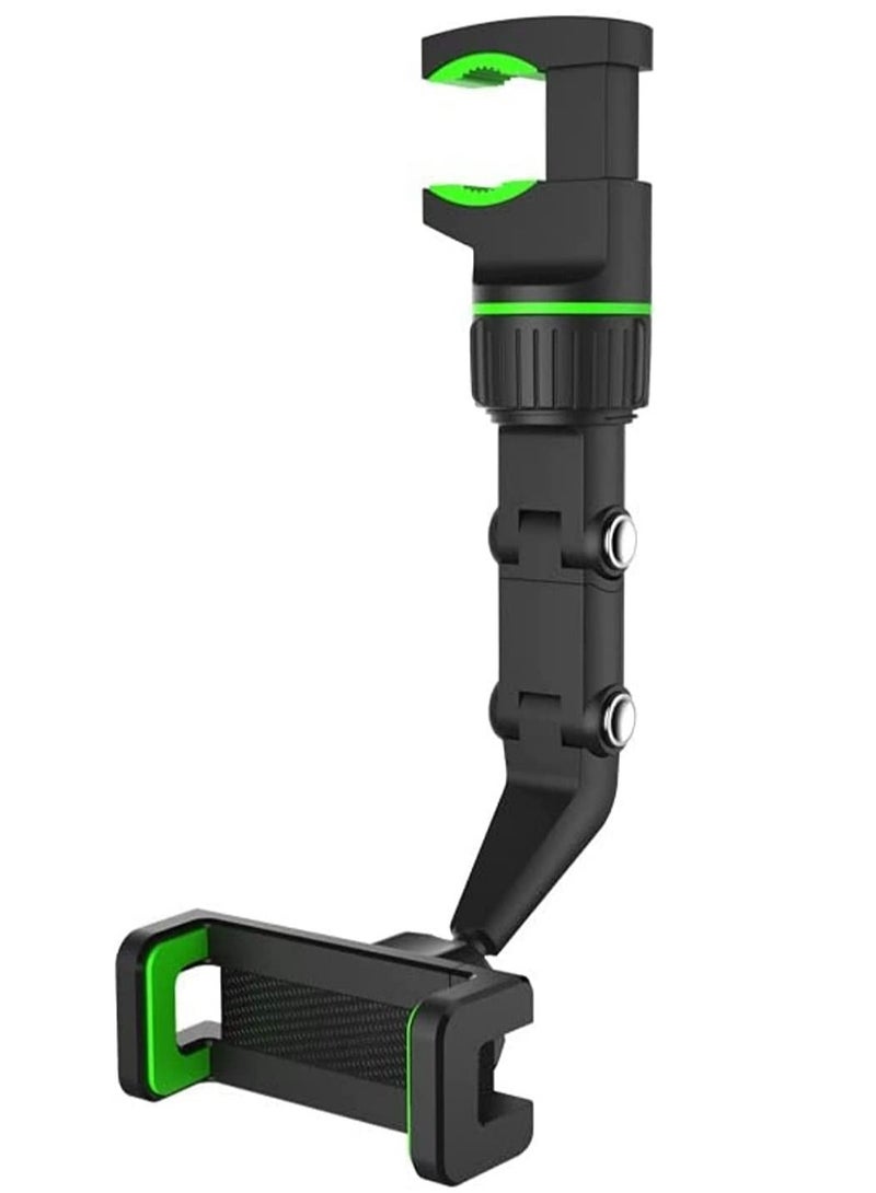Car Phone Holder Multifunctional 360 Degree Rotatable Auto Rearview Mirror Mount Seat Hanging Clip Bracket Cell Phone Holder for 4.0-6.1 Inch Phone Gps Navigation Adjustable Support (green) - Image 1