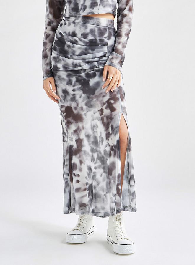 Splash FAV Tie Dye Print Maxi Skirt with Elasticated Waistband and Slit - Image 1