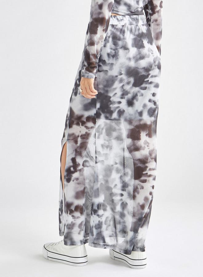 Splash FAV Tie Dye Print Maxi Skirt with Elasticated Waistband and Slit - Image 3